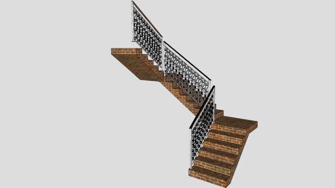 砖石镂雕护栏楼梯SU模型