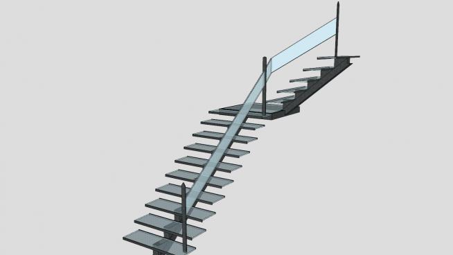 折线型玻璃楼梯SU模型