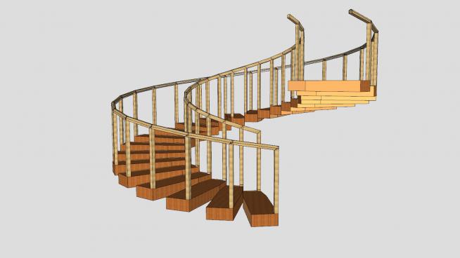 螺旋实木楼梯SU模型