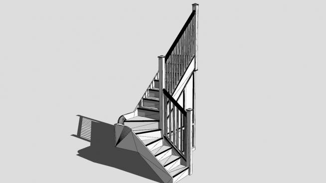 现代简约白色护栏楼梯SU模型