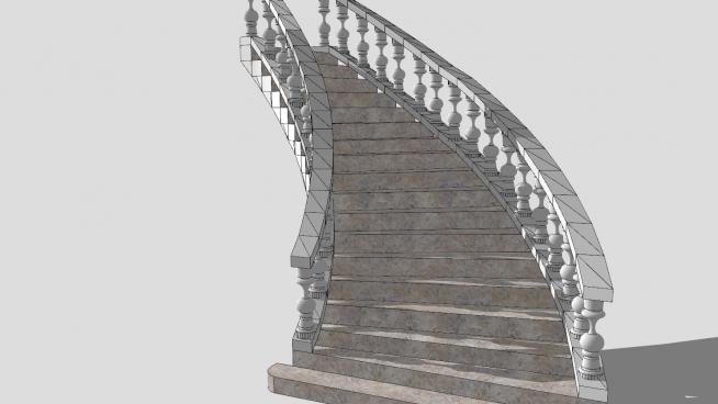 欧式大理石护栏楼梯SU模型