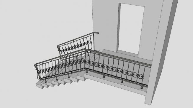 镂雕金属护栏楼梯SU模型