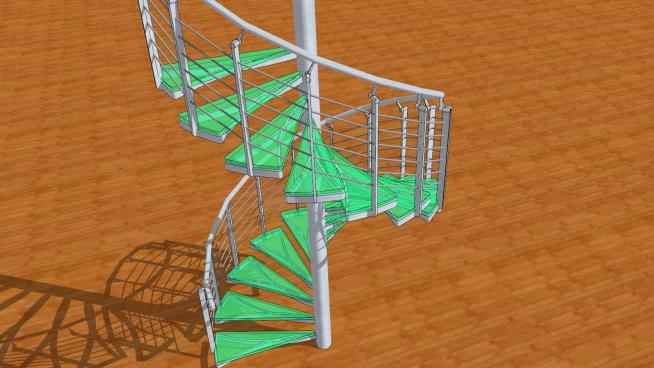 螺旋钢架玻璃楼梯SU模型