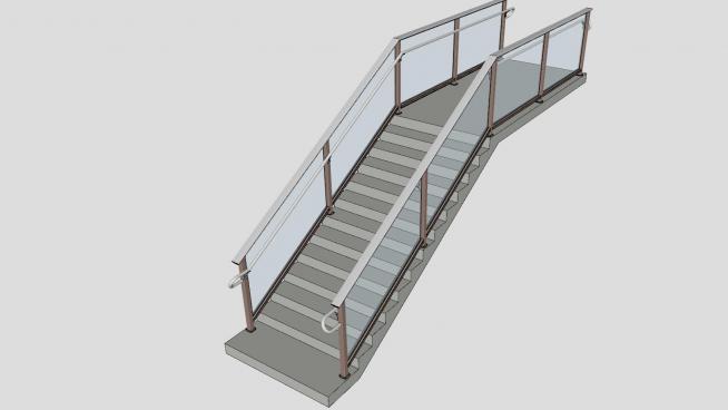 铝栏杆玻璃楼梯SU模型