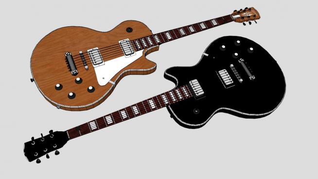黑棕色电吉他SU模型