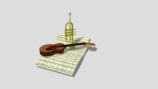 吹奏提琴音乐乐器SU模型