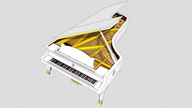 音乐器材之豪华白色小钢琴SU模型