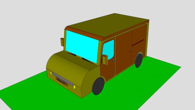 绿色和棕色的大卡车SU模型