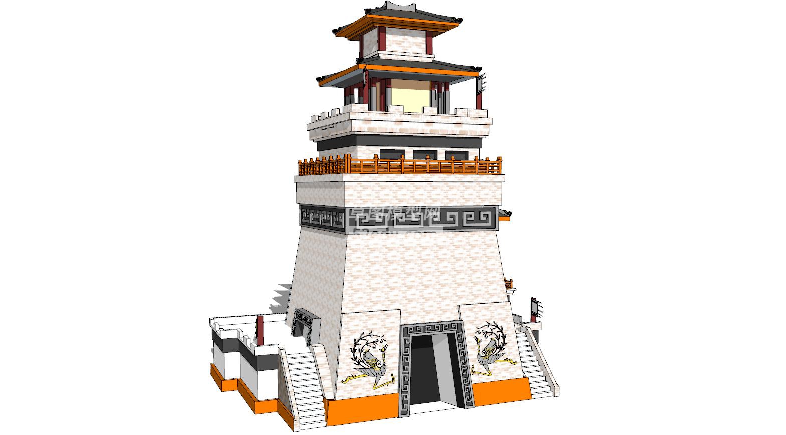 中式汉代风格古建城楼SU模型QQ浏览器截图20190706174533(2)