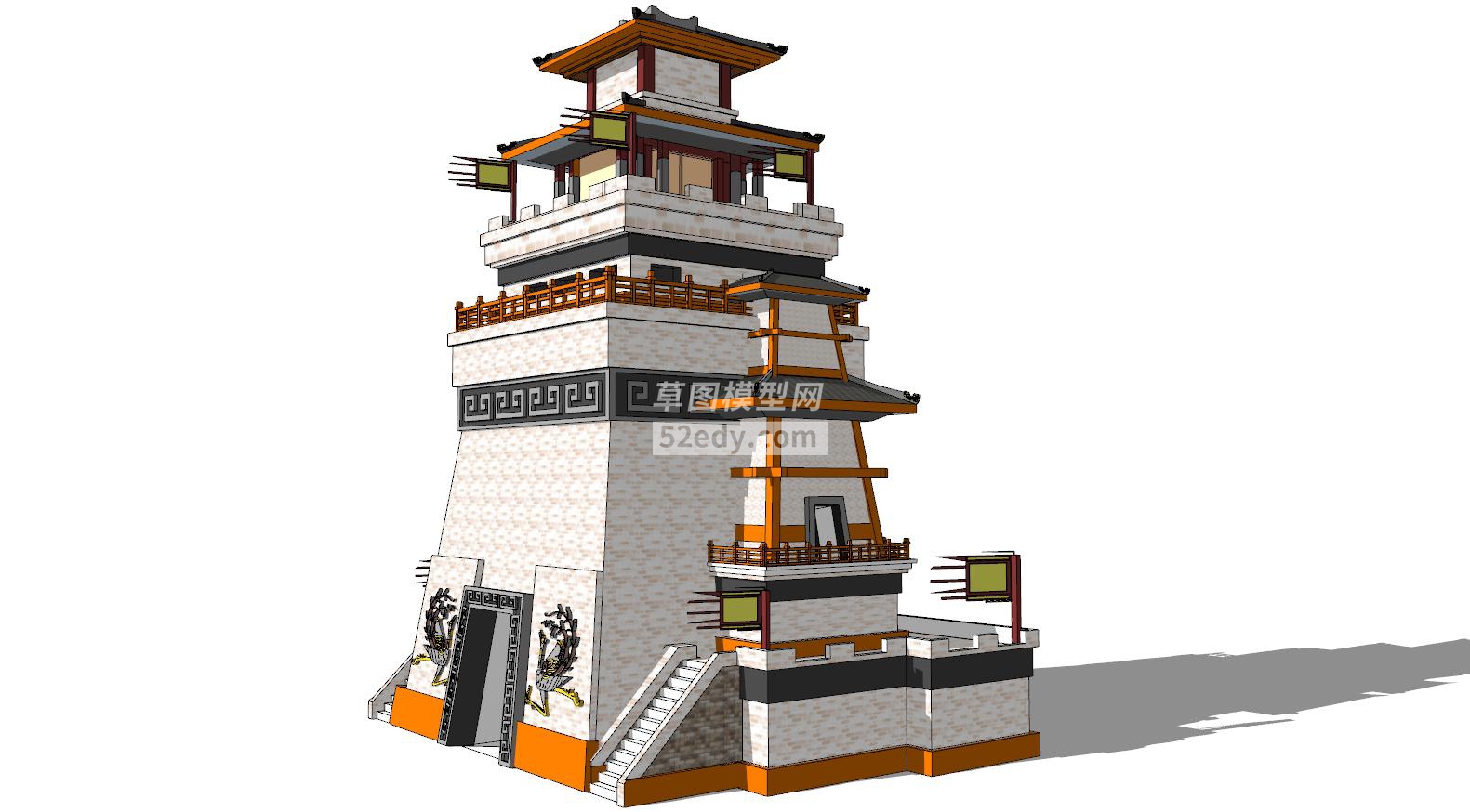 中式汉代风格古建城楼SU模型QQ浏览器截图20190706174525(1)