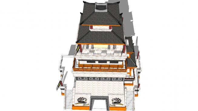 中式汉代风格古建城楼SU模型QQ浏览器截图20190706174542(3)