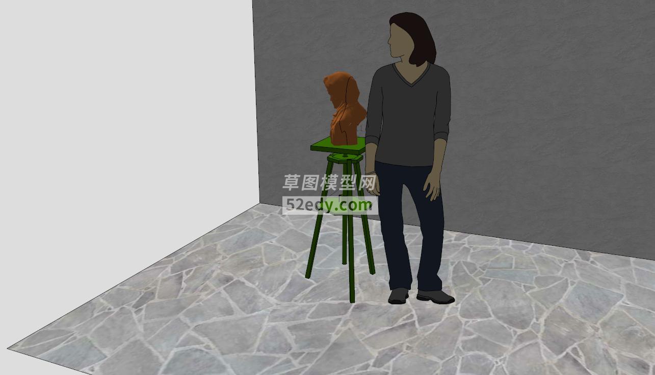 棕色室内雕塑SU模型QQ浏览器截图20190709104043(1)