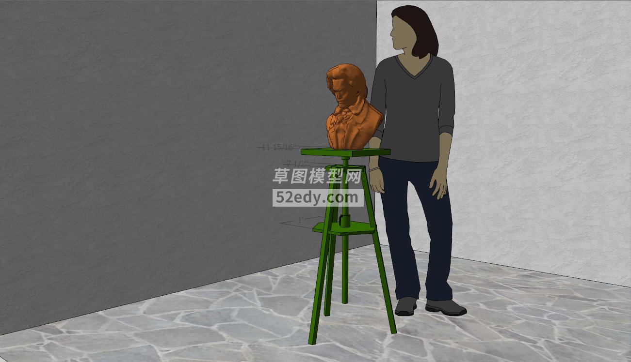 棕色室内雕塑SU模型QQ浏览器截图20190709104015(4)