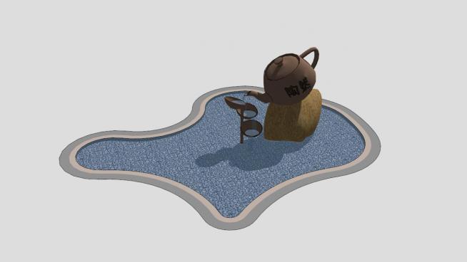 艺术茶壶倒水雕塑水景景观小品SU模型