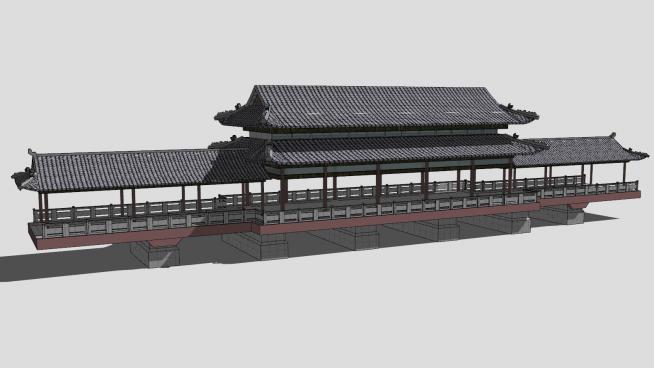 中式古建廊�蝻L雨��SU模型