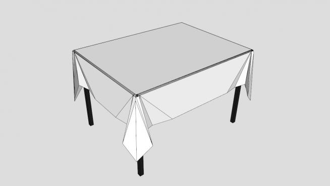 白色餐桌台布SU模型