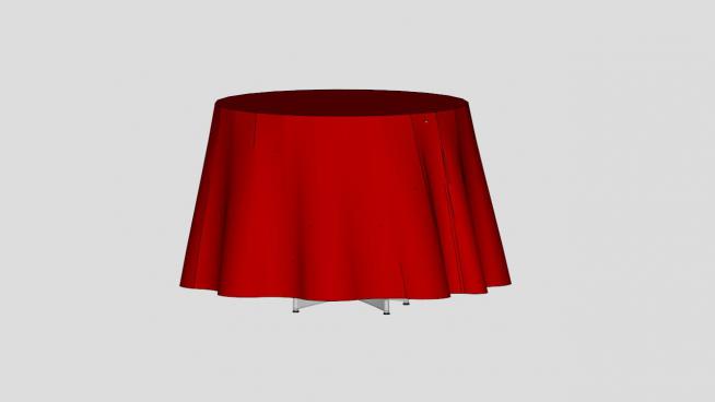 红色餐桌布SU模型