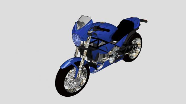 竞速蓝色摩托车SU模型