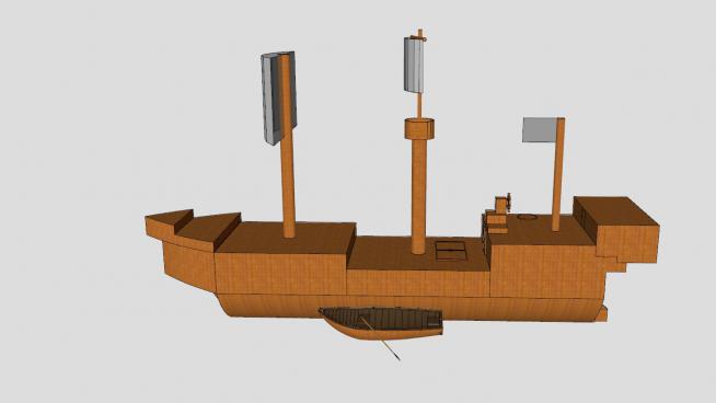 古代木帆船船舶SU模型