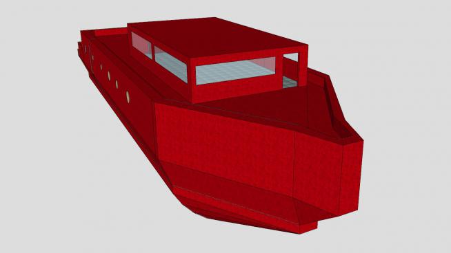 红色中型轮船SU模型