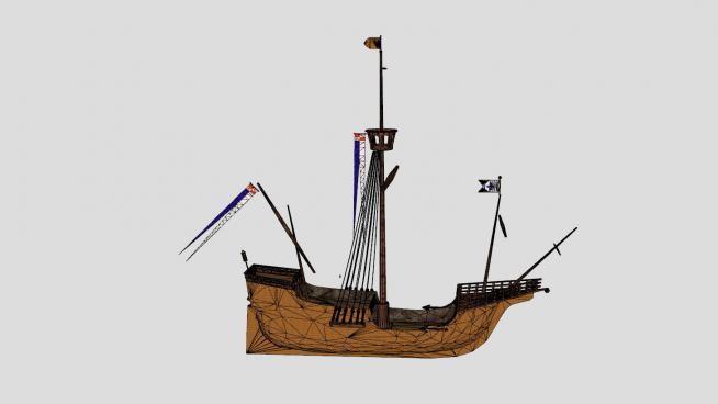 中型木帆船船舶SU模型