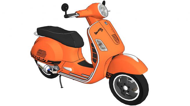 橙色电动摩托车SU模型