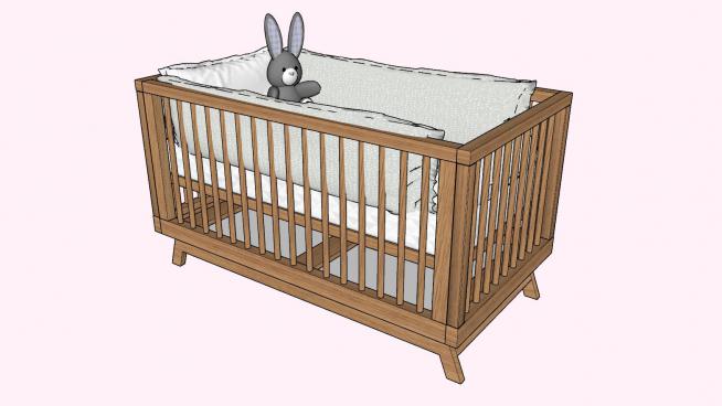 木制围栏婴儿床SU模型