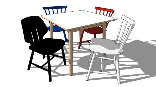 儿童桌子多色椅子SU模型