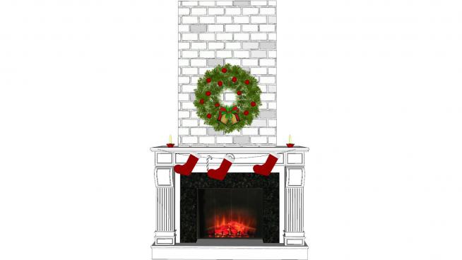 圣诞节壁炉SU模型