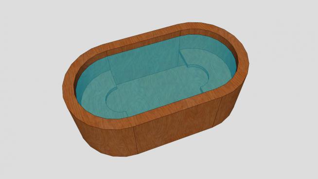 浴室实木浴缸SU模型