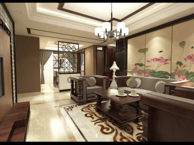 古典中式客厅室内SU模型