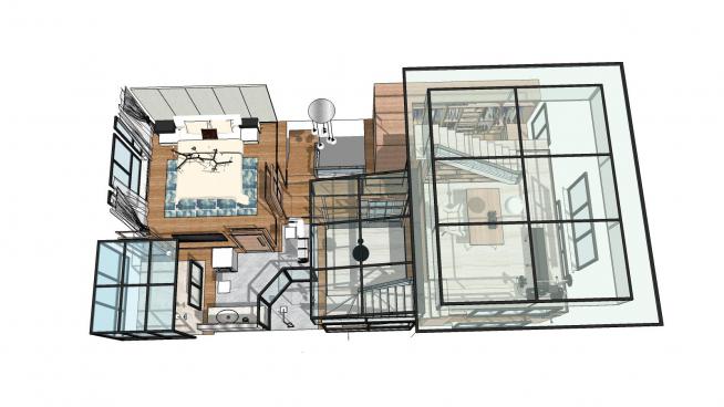 北欧风格复式家装设计SU模型E区效果图-场景号10(11)
