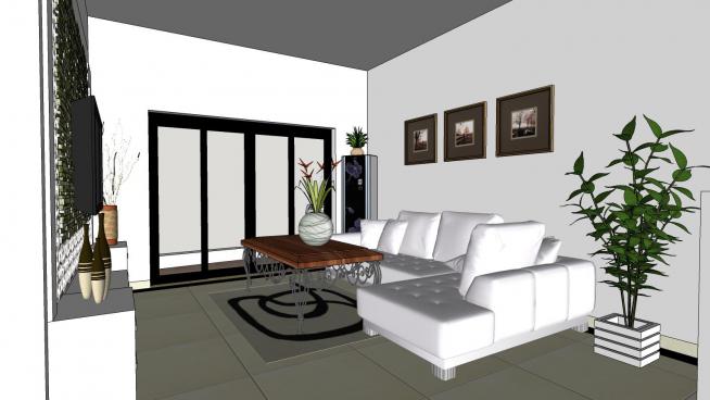现代客厅单身公寓SU模型