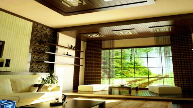 日式风格室内客厅起居室SU模型