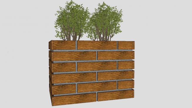 花园砖石篱笆墙SU模型