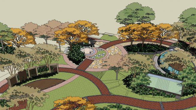 公园园林景观庭院SU模型