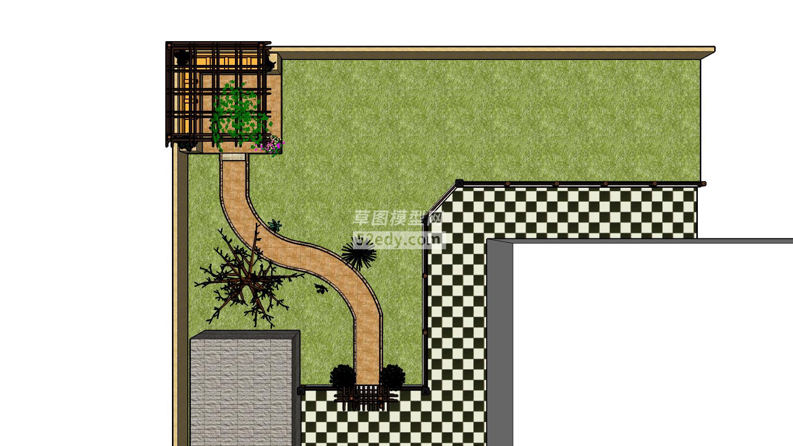 庭院木�雠镒叩涝O�SU模型SketchUp 2014 模型-Scene 1(1)