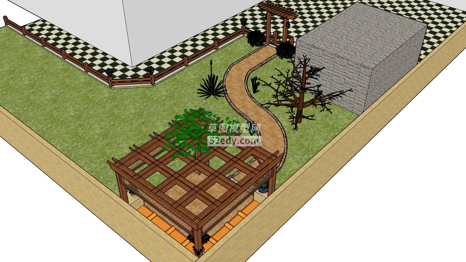 庭院木�雠镒叩涝O�SU模型SketchUp 2014 模型-Scene 8(8)