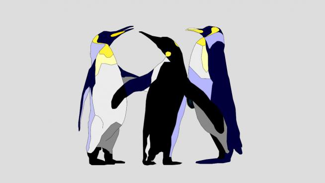 三只动物企鹅SU模型