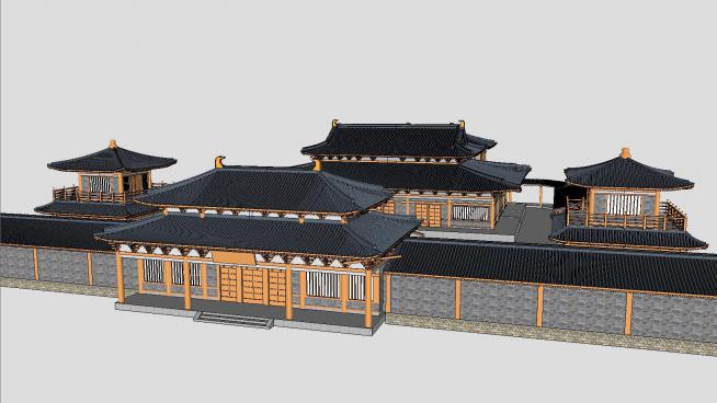 中式古庙户外古建筑SU模型