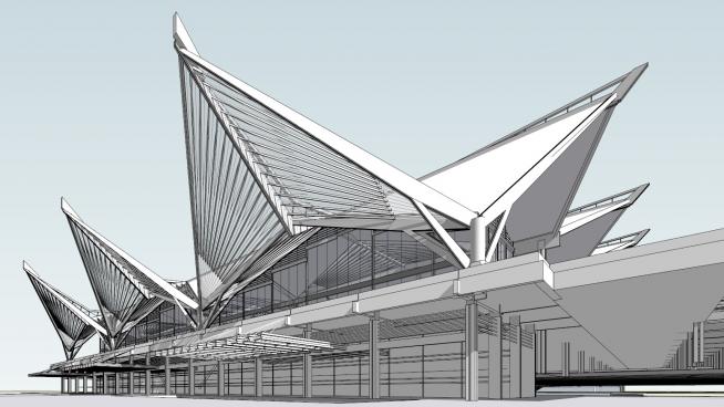 杭州东火车站高铁路SU模型