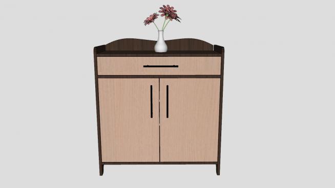 木�|鞋柜和花瓶�[件SU模型
