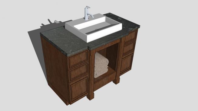 ��木浴室柜sketchup模型