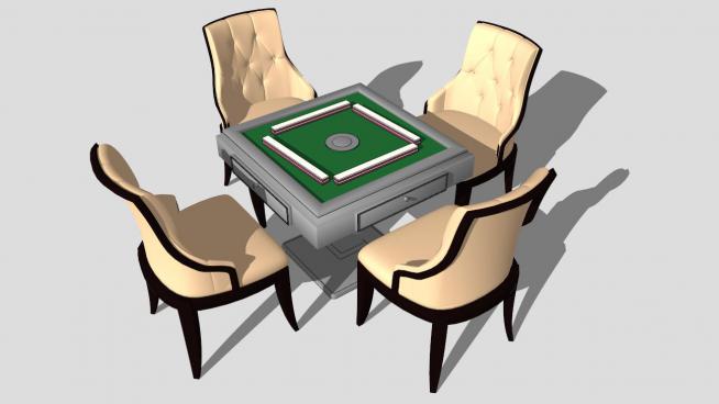 现代麻将桌椅SU模型