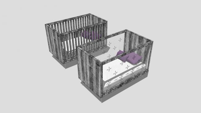 现代创意宝宝婴儿床SU模型