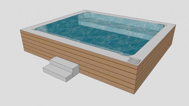 正方形木制洗澡池泡澡池SU模型