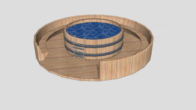 木制洗澡池浴池SU模型