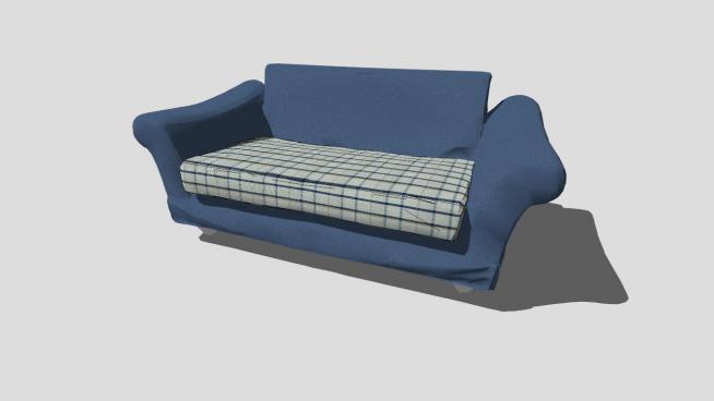 家具地中海风格蓝色双人沙发SU模型