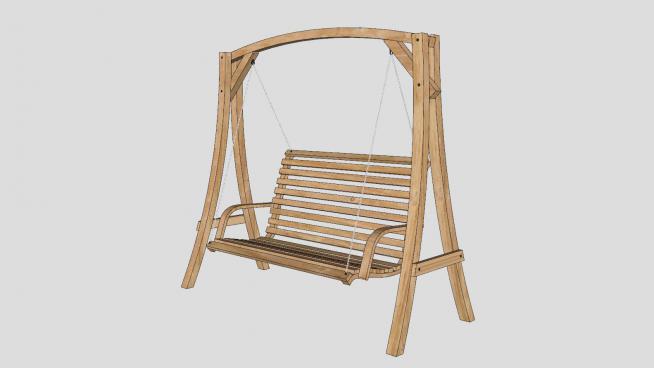 木�|的吊椅庭院小品�L凳秋千椅SU模型