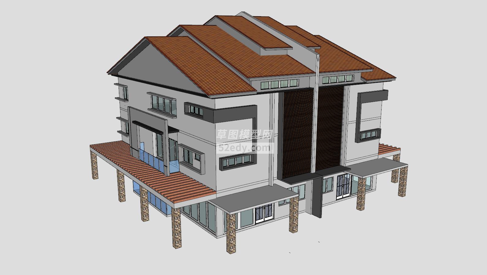 半��立式洋房建筑住宅SU模型360截�D20190930112600219(2)